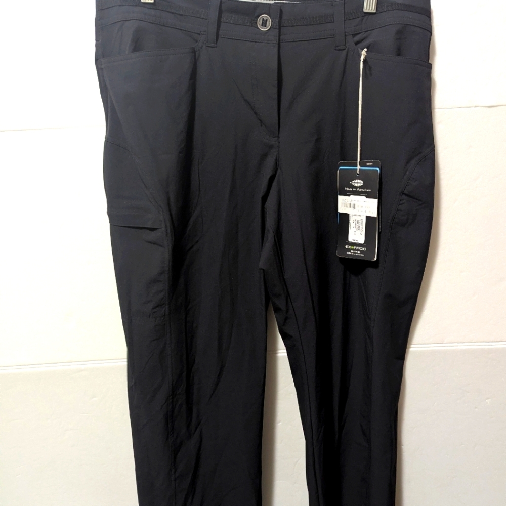 Exofficio Black Straight-Leg Travel Pants with Secure Zip Pocket